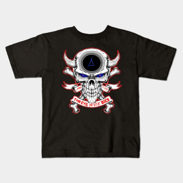 Podcast Logo Red Eye 2 Sided Stay Evil! Corpse Font Kids T-Shirt by The Evil Never Dies Podcast